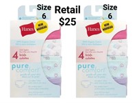 Lot Of 2 Hanes Girls Size 6 Briefs Package Of 4