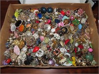 Flat FULL of Vintage Costume Clip Earrings