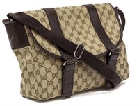 GUCCI GG CANVAS & LEATHER MESSENGER BAG