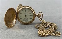 Gold Plated Pocket Watch w/ Scenic Case