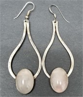 Pair of 2.5" Sterling Dangle Earrings, Pinkish Opa