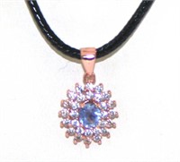 2.10 Ct Silver White Sapphire,Tanzanite Necklace