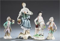 4 Meissen, KPM, & Derby porcelain figurines.