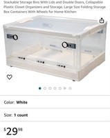 Stack Able Storage Bins QTY 3 (Open Box, New)