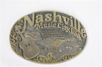 Nashville Music City Solid Brass Belt Buckle