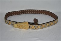 Designer Gold & Siler Toned Eagle Head Belt  45"l