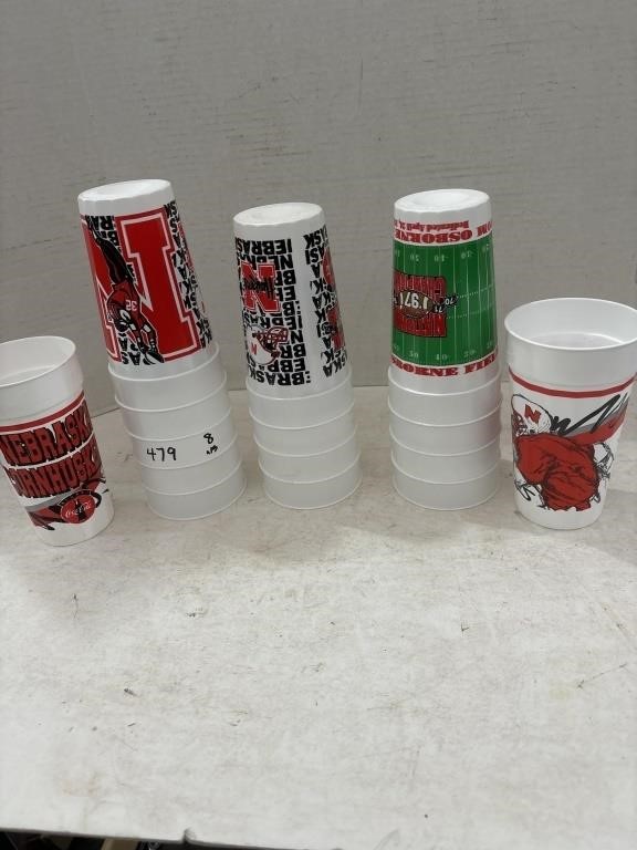 (15) Plastic 1979 Nebraska Huskers Football Cups