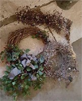 Grapevine and decorative wreaths, wall decor