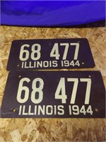 1944 Illinois License Plates-Match Set