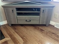 Gray Wooden Corner Entertainment Stand