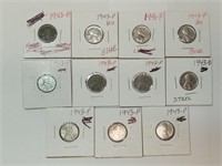 OF) 11 steel cents some high grade