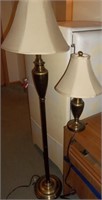 BIN- Matching Brass Floor and Table Lamps