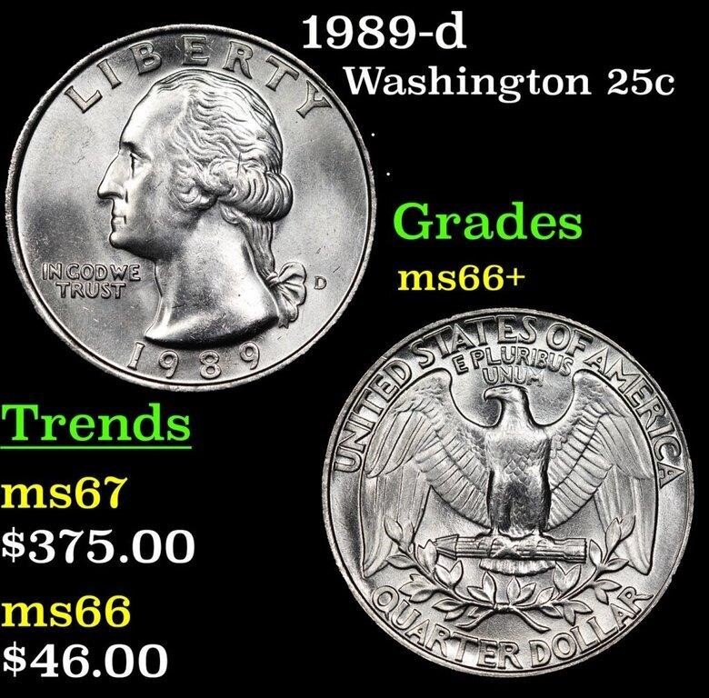 1989-d Washington Quarter 25c Grades GEM++ Unc