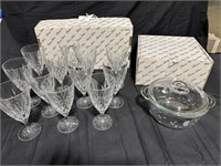 Princess House water glasses and casserole