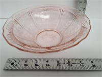 Depression Glass Cherry Blossom Flared Bowl