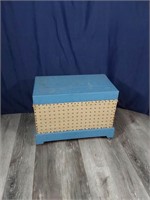 Small Wood Chest Painted Blue Covered with
