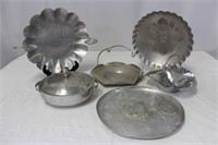 6pc. Vintage Aluminum Serve ware Assortment