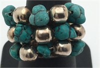 950 Silver Ring W Turquoise Stones