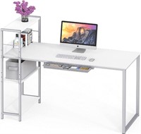 $110  46-Inch Mission Desk with Side Shelf - White