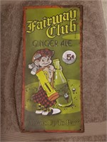 Vintage fairway club ginger ale tin Sign 16 /