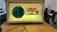 Miller Beer Clock/Sign (powers on)