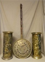 Embossed Brass Bed Warmer and Umbrella Stands.