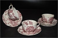 English Chippendale Red Pink Cup & Saucer Set