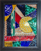 Framed Colorful Fused Glass Art
