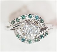 50R- 14k Blue & White Diamond Ring -$12,352
