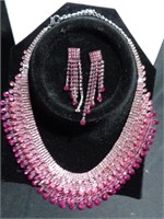 Costume Jewelry Necklace & Earring Set #2 Pink