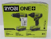 New Ryobi One 18v 2 Tool Combo Kit w Batteries