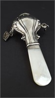 Victorian Sterling Silver Mother Of Pearl Rattle