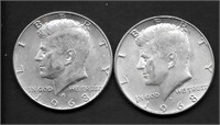 (2) 1968-D JFK Silver Half Dollars