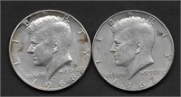 (2) JFK Silver Half Dollars, 1967 & 1968-D