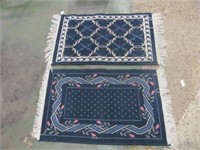 Pair of small blue rugs, 2' x 3'