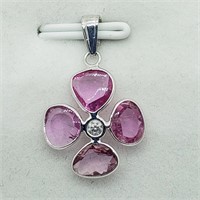 $1600 14K  Pink Sapphires(2.4ct) 1 Diamond Pendant