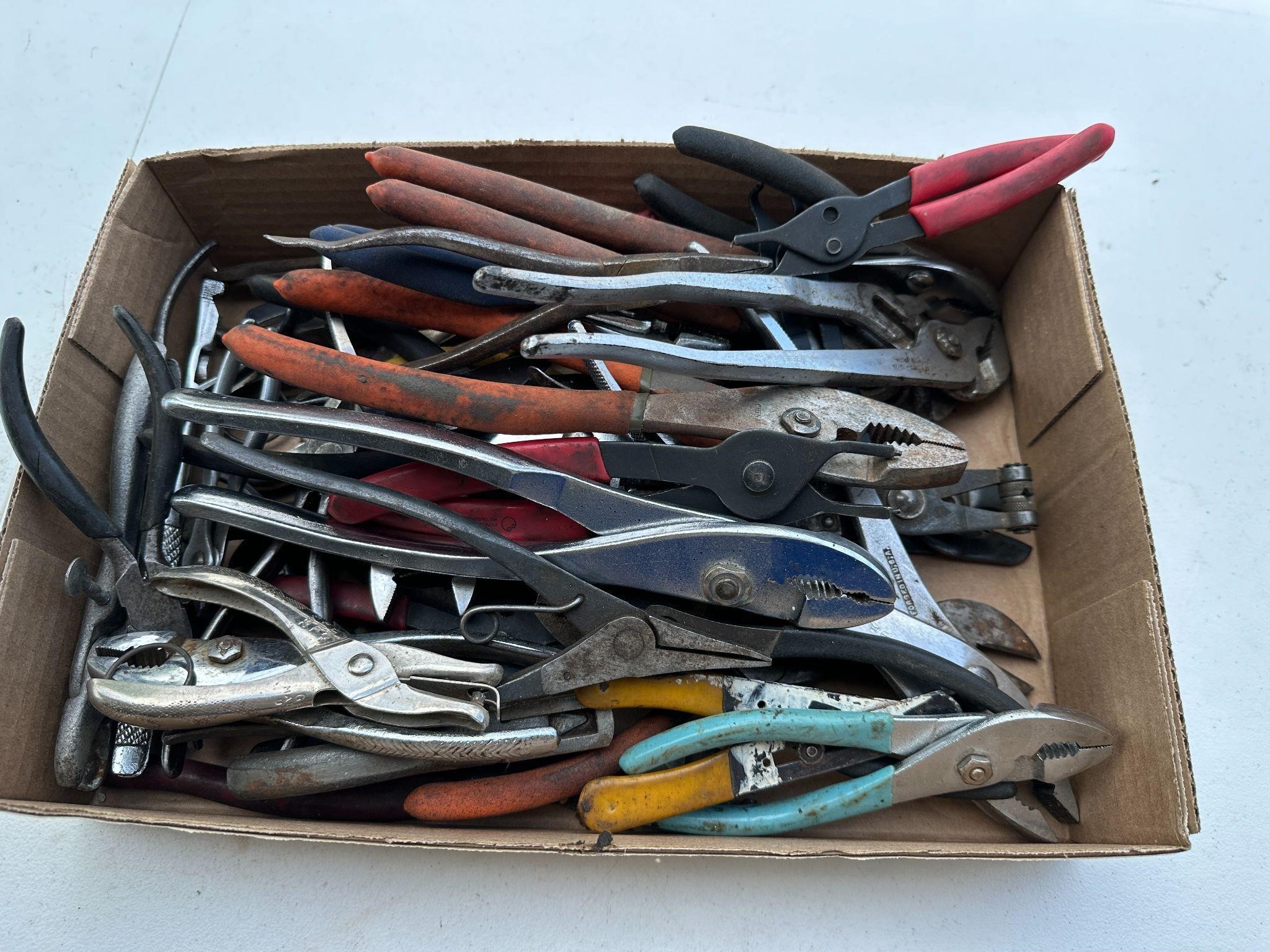 Large Lot Of Pliers Snap Ring Pliers