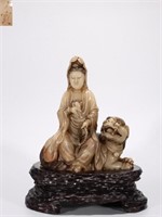 Qing Chines Soapstone Carved Guanyin Statue
