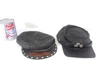 2 casquettes en cuir - Leather caps