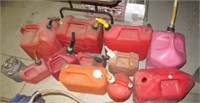 (12) Various sizes and kinds of gas cans.