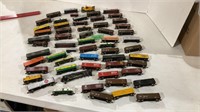 3-4" assorted plastic railroad cars, heavy, A.T.