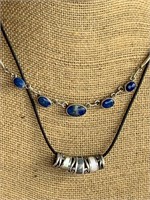 (2) Sterling Silver Necklaces - One w/ Lapis