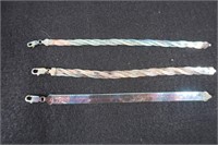 3 Sterling Silver Bracelets-7"L