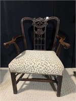 1800S LEOPARD STYLE CHAIR WITH HEAVILY CARVED