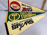 3 vintage basketball pennants