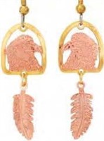 Copper Reflections Drop Earrings  - Feather