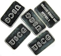 (5) 1 Gram USCG .999 Fine Silver Bars