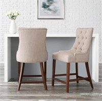 Bakerford Biscuit Beige Upholstered Counter Stool