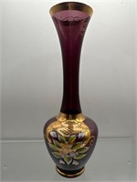 Vintage amethyst enamel glass vase