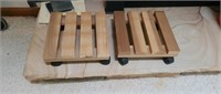 2 solid wood rolling plant floor stands